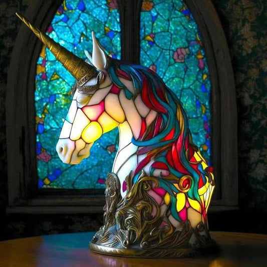 Stained Glass Unicorn Lamp