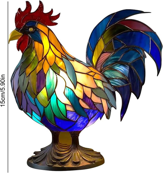 Stained Glass Rooster Lamp