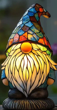 Whimsical Gnome Stained Glass Lamp