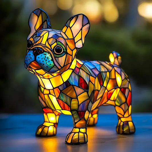 Stained Glass French Bulldog Lamp