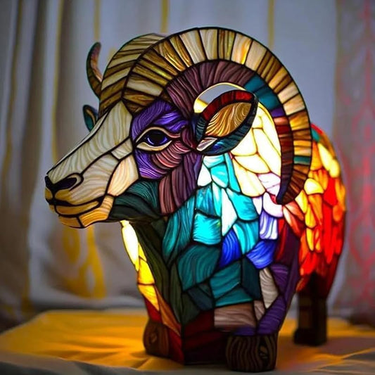 Bohemian Resin Ram Lamp