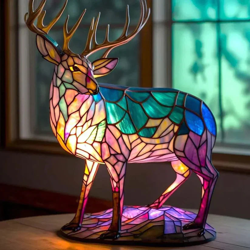 Stained Glass Deer Lamp