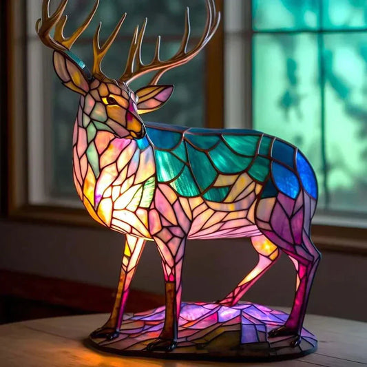 Stained Glass Deer Lamp