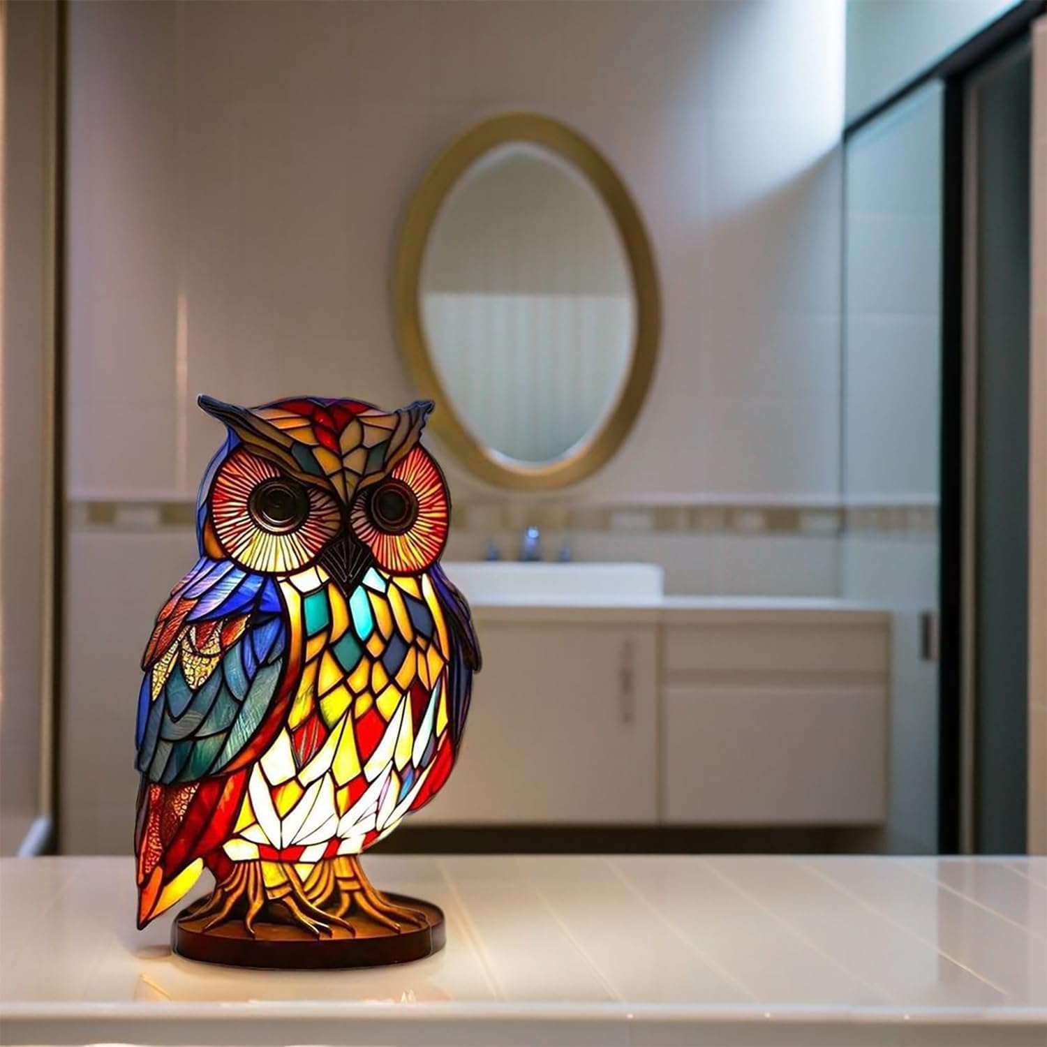 Stained Glass Owl Lamp