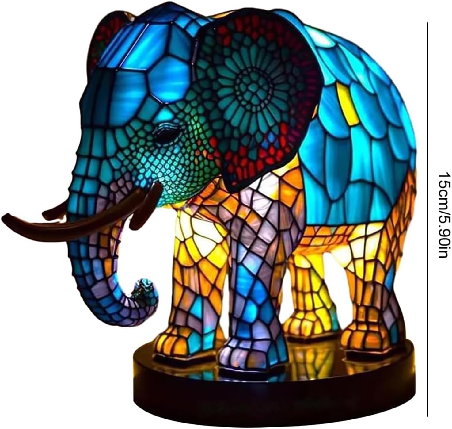 Stained Glass Elephant Lamp