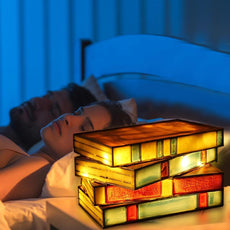 Stained Glass Book Stack Lamp