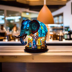 Stained Glass Elephant Lamp