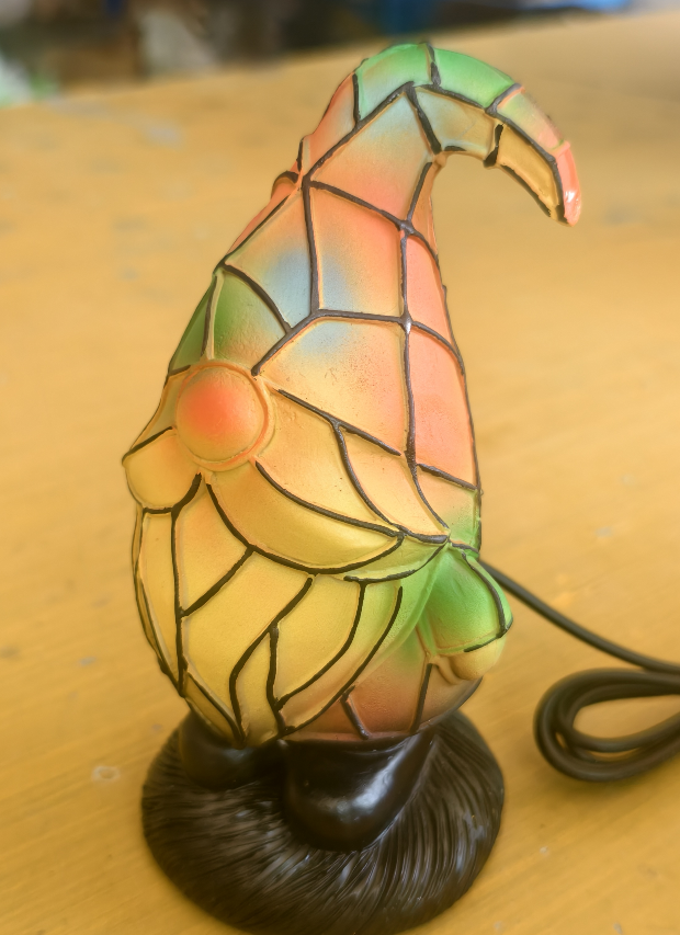 Whimsical Gnome Stained Glass Lamp