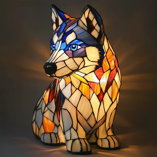 Glass Husky Lamp