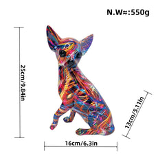 Colorful Resin Chihuahua Lamp
