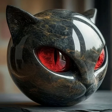 Chat noir - Statue mystique d'un chat noir