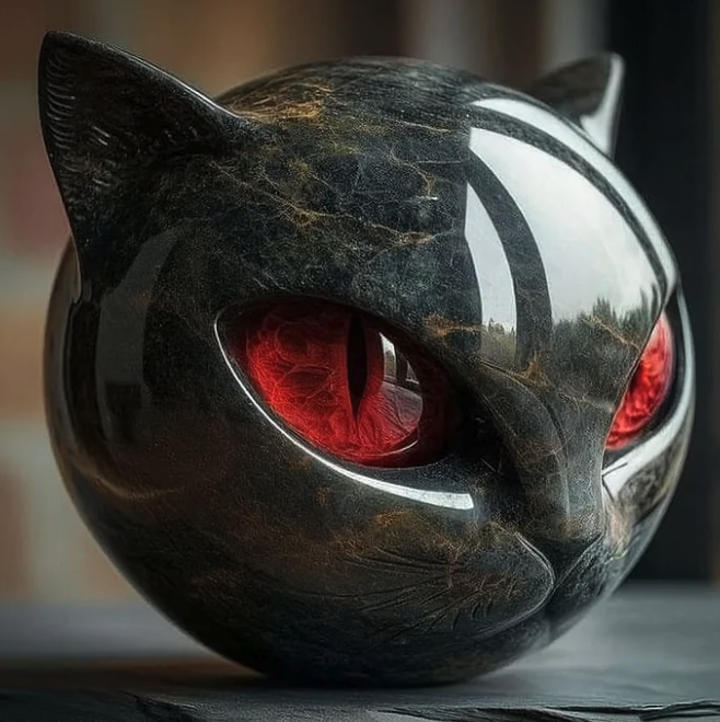 Chat noir - Statue mystique d'un chat noir