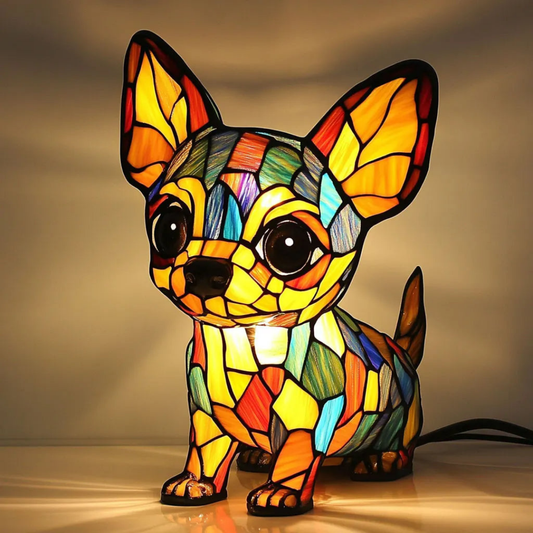Stained Glass Chihuahua Lamp