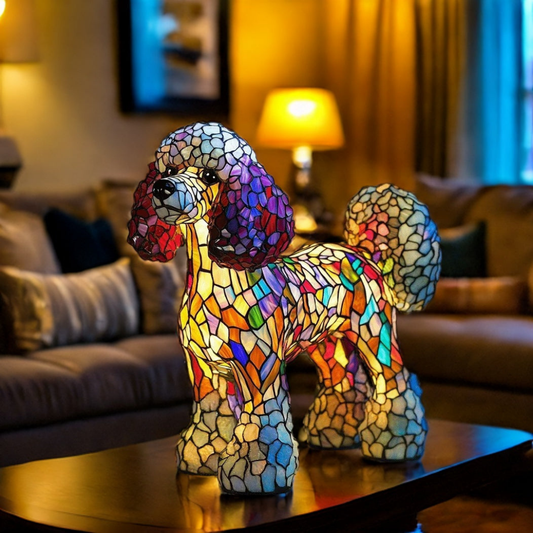 Stained Glass Poodle Lamp