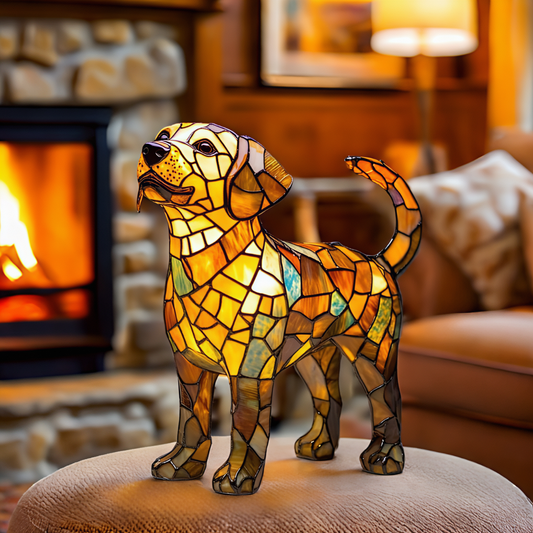 Stained Glass Puppy Beagle Lamp
