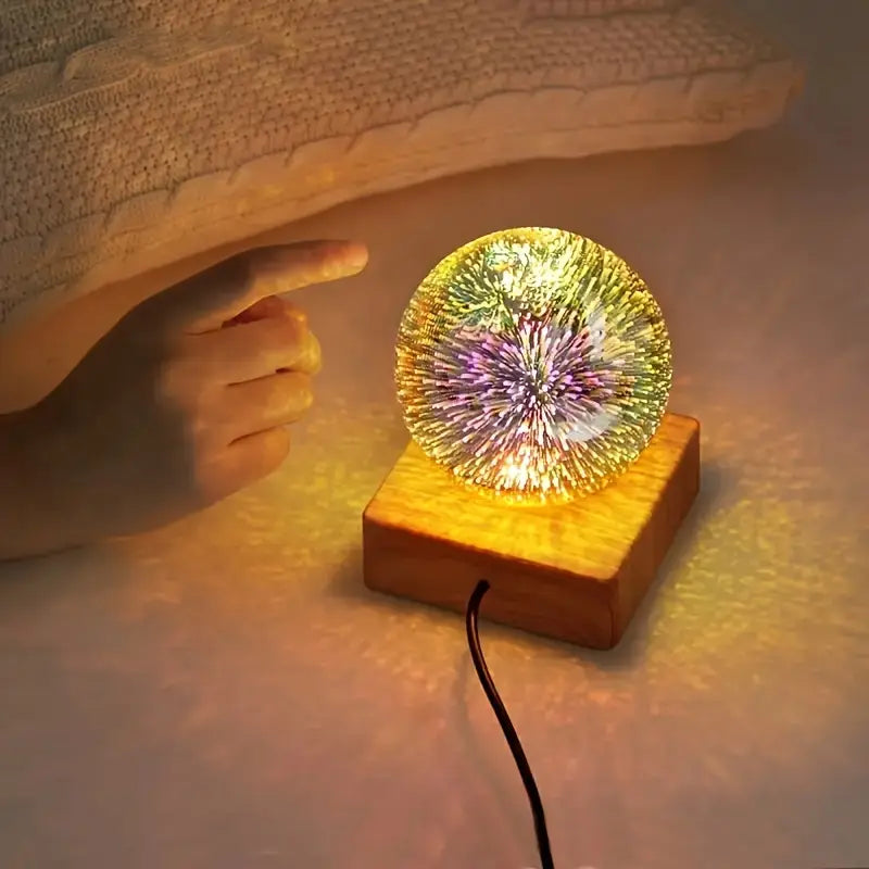 3D Fireworks Crystal Globe Lamp