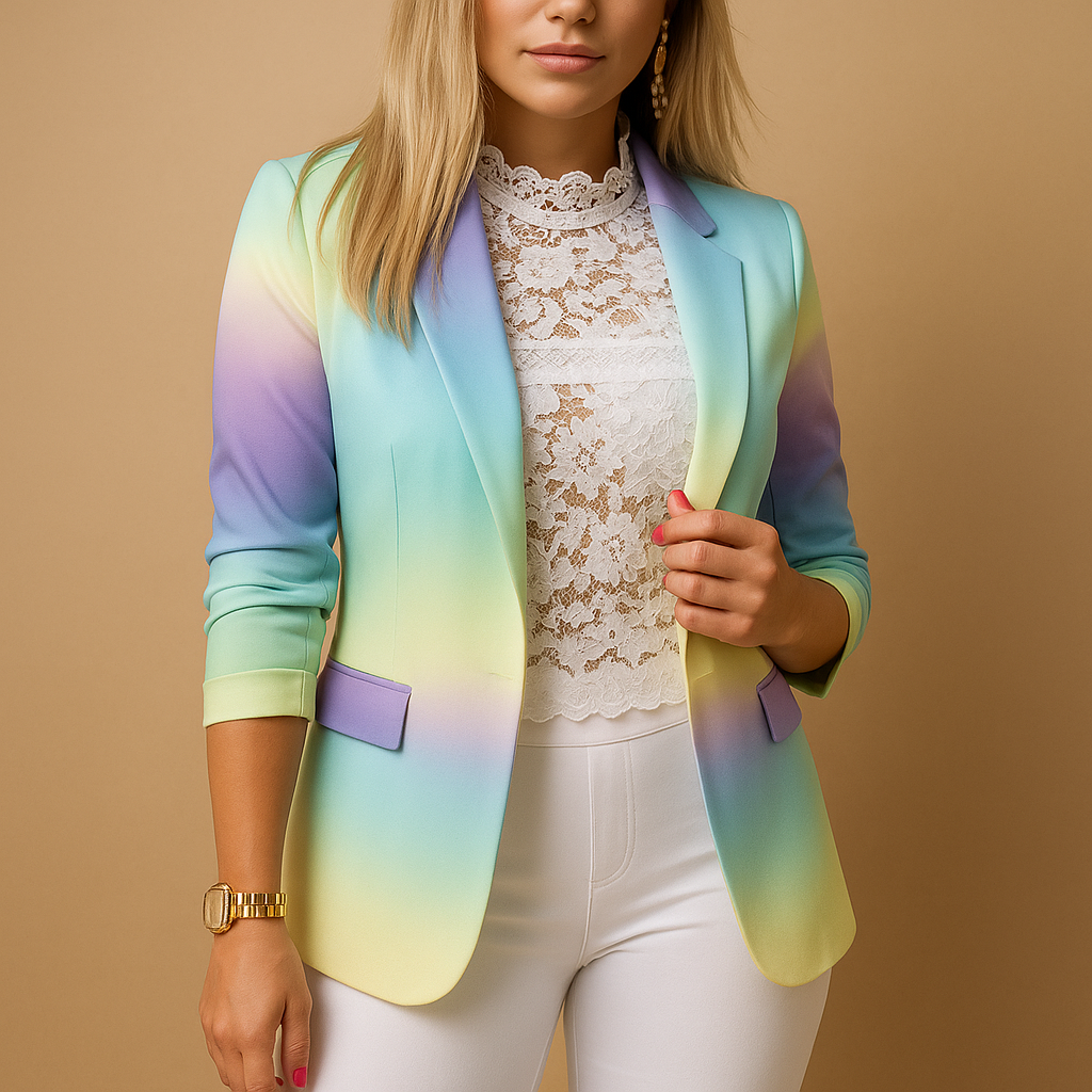 Elvaria™ - Blazer élégant pour femme avec imprimé vif et col châle